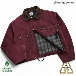 Carhartt RDW Crimson Red Cropped Detroit Duck Canvas Jacket us M Boxy Raw Edge